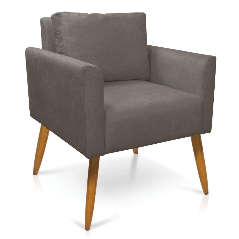 Poltrona Aline Suede Pés Palito Castanho - D`rossi Cor Grafite