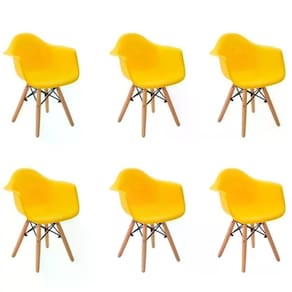Kit 06 Cadeira Eiffel Com Braço - Amarelo Amarelo