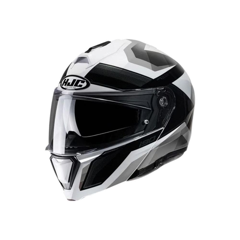 Capacete Hjc I90 Lark Preto Branco E Cinza E Preto 63 [F016]