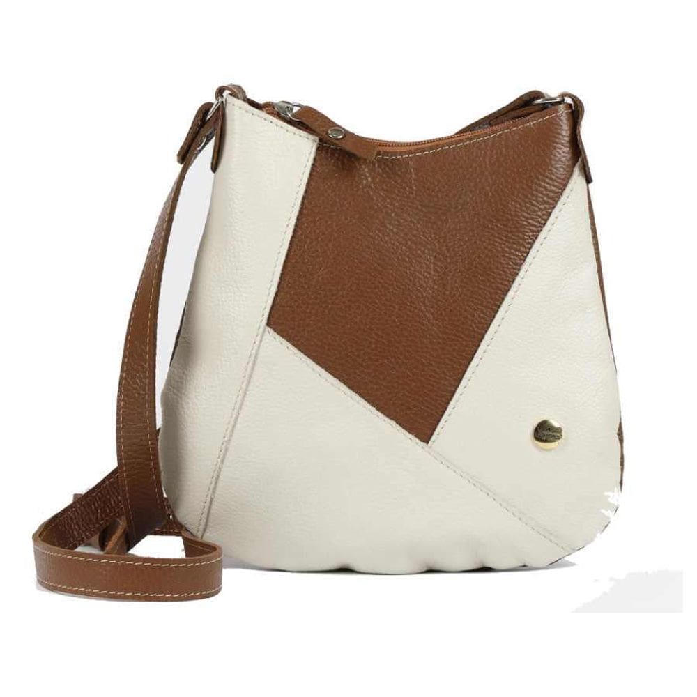 Bolsa Amanda Feminina Transversal Couro Off Caramel