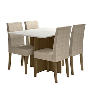Kit Mesa de Jantar Helo Com Vidro 120x90 com 4 Cadeiras Josi