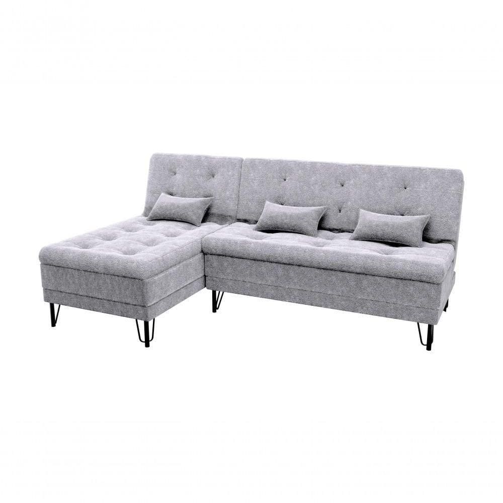 Sofá Cama Com Chaise 3 Lugares 2,00 Mts Nice Matrix Cinza
