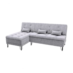 Sofá Cama Com Chaise 3 Lugares 2,00 Mts Nice Matrix Cinza