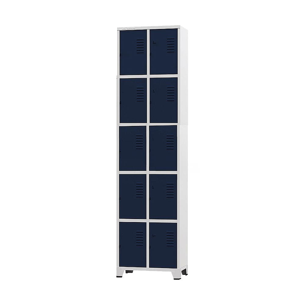 Armário Roupeiro De Aço 10 Portas Para Vestiário Azul Marinho com Chave
