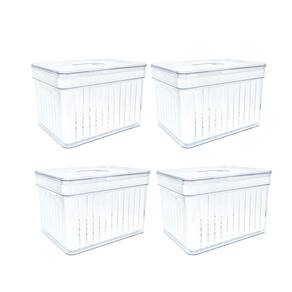Kit 4 Cesto Organizador Cozinha P/ Geladeira Armário Transparente Conservador Alimentos Prático 3,8l