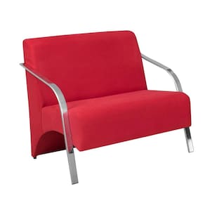 Poltrona Decorativa 2 Lugares Braço Pé Alumínio Confortável Para Sala Espera Suede