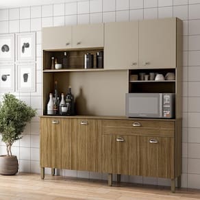 Armario De Cozinha Compacta 8 Portas 1 Gaveta Core - Freijó/vanilla Freijó/vanilla