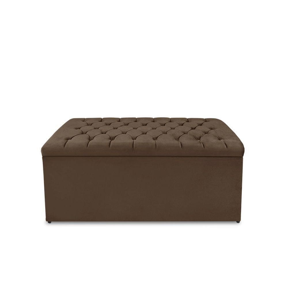 Calçadeira Baú Estofada Dunas Solteiro 90 Cm - Veludo Marrom