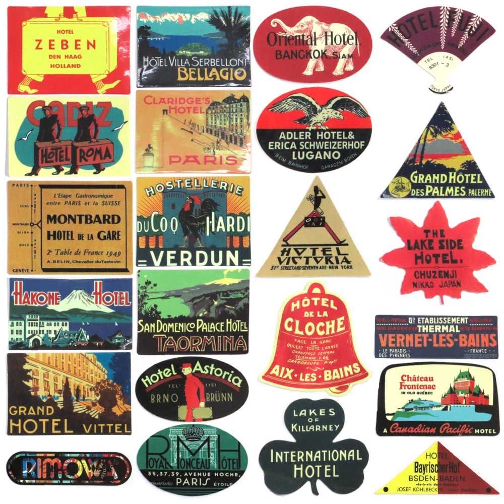 Kit Adesivos Personalizar Mala - Hoteis Retro 1