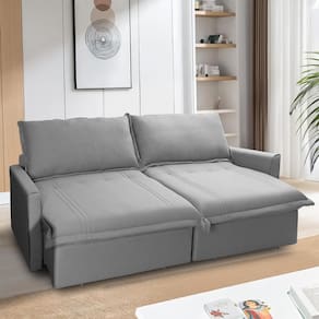 Sofá Cama Baú Ravello Sem Caixa 2,76m Linho Cinza 3 Lugares