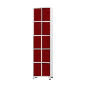 Armário Roupeiro De Aço 10 Portas Para Vestiário Vermelho com Chave