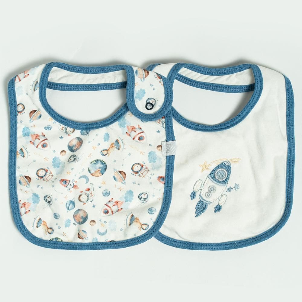 Kit Com 2 Babadores Hug Espacial Azul Nimbus