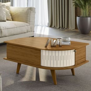 Mesa De Centro 2 Portas Indianápolis Madetec Cor Naturale/off White
