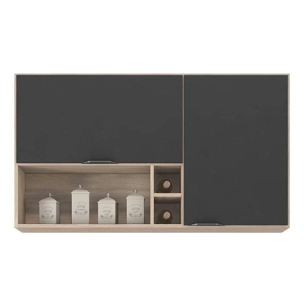 Armário Aéreo Firenze 120cm 2 Portas Com Nichos Demobile Cor Avena/grafito