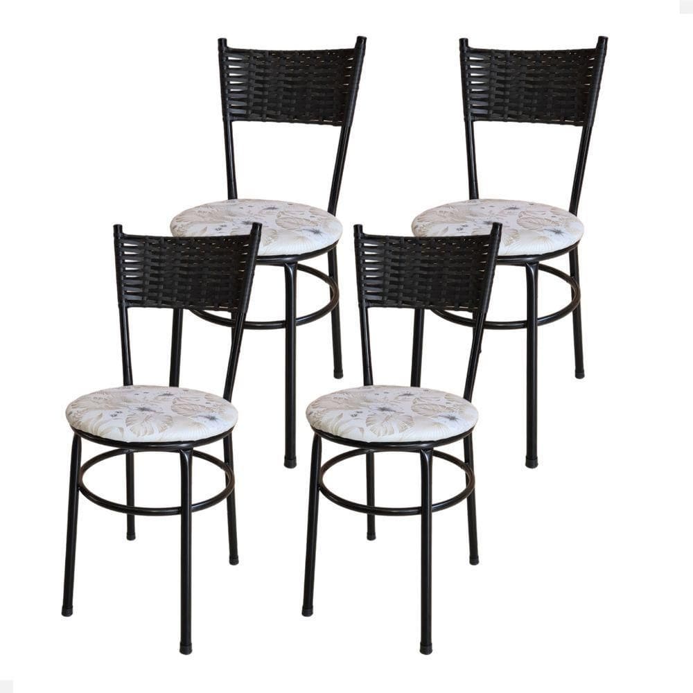 Conjunto 4 Cadeiras Para Cozinha Viena Cor:floral Areia