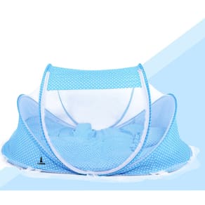 Berço Bebê Portátil Tenda Mosquiteiro Cama 3 Peças Menino Azul