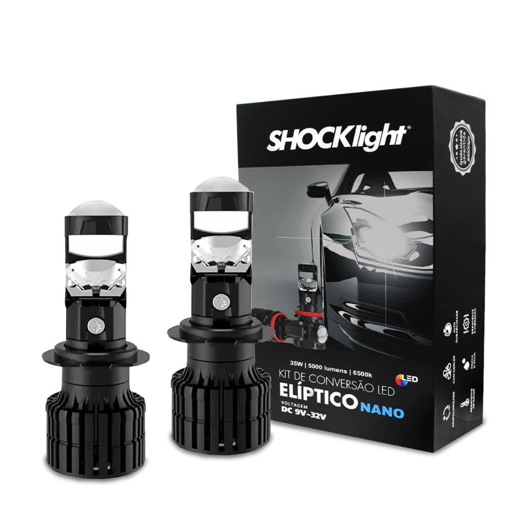 Kit Lampada de Led Eliptico Nano H4 5000 Lumens 6500k 12v