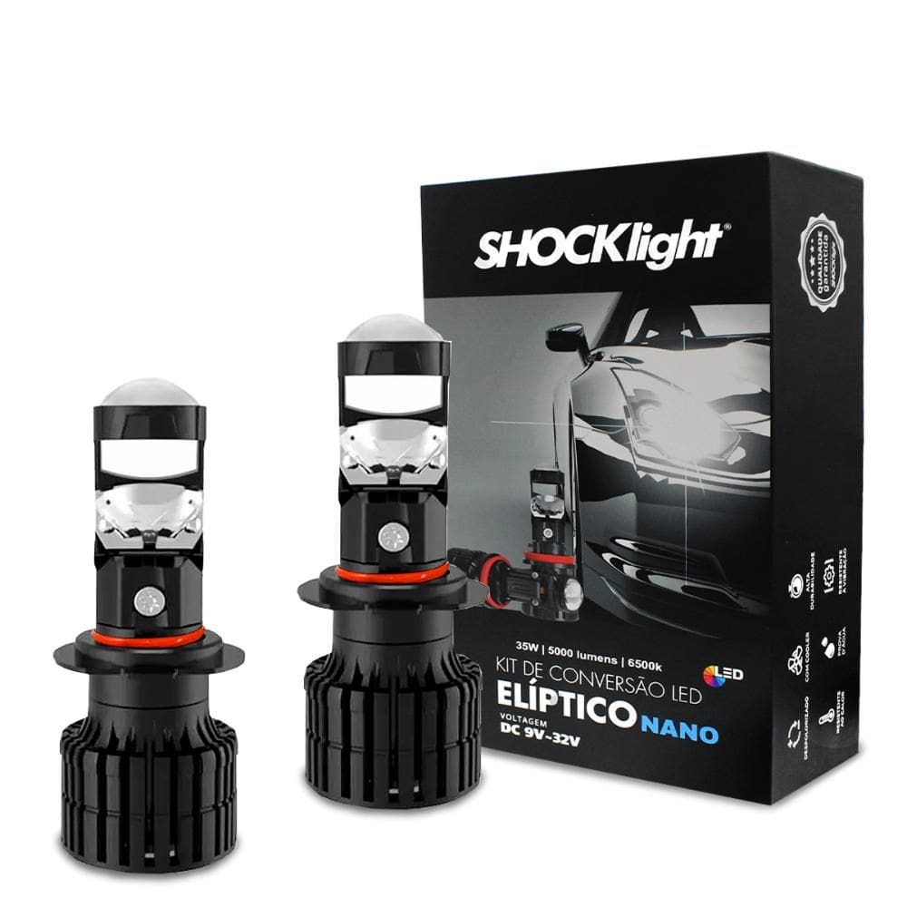 Kit Lampada de Led H11 H8 H9 H16-2 Nano 6500k 5000 Lumens 35w Projetor Elíptico