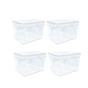 Kit 4 Cesto Organizador Conservador De Alimentos Cozinha Geladeira Armário Prático 3,8l Transparente