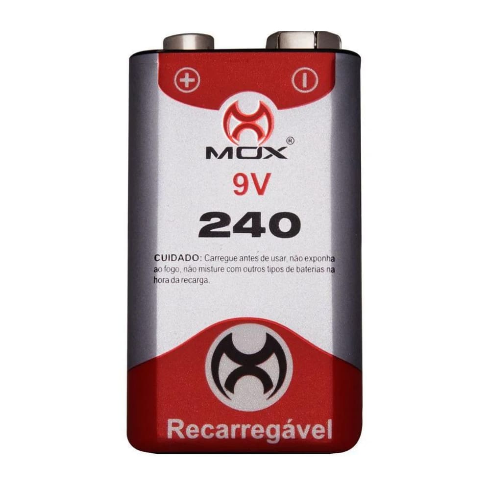 Bateria Recarregável 9V 240 mAh Mox Pilha Alta Qualidade