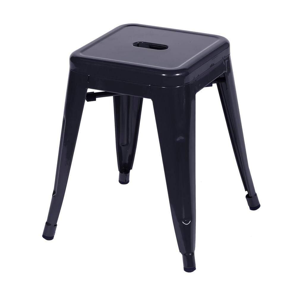 Banqueta Baixa Tolix Iron Titan Em Aço Preta