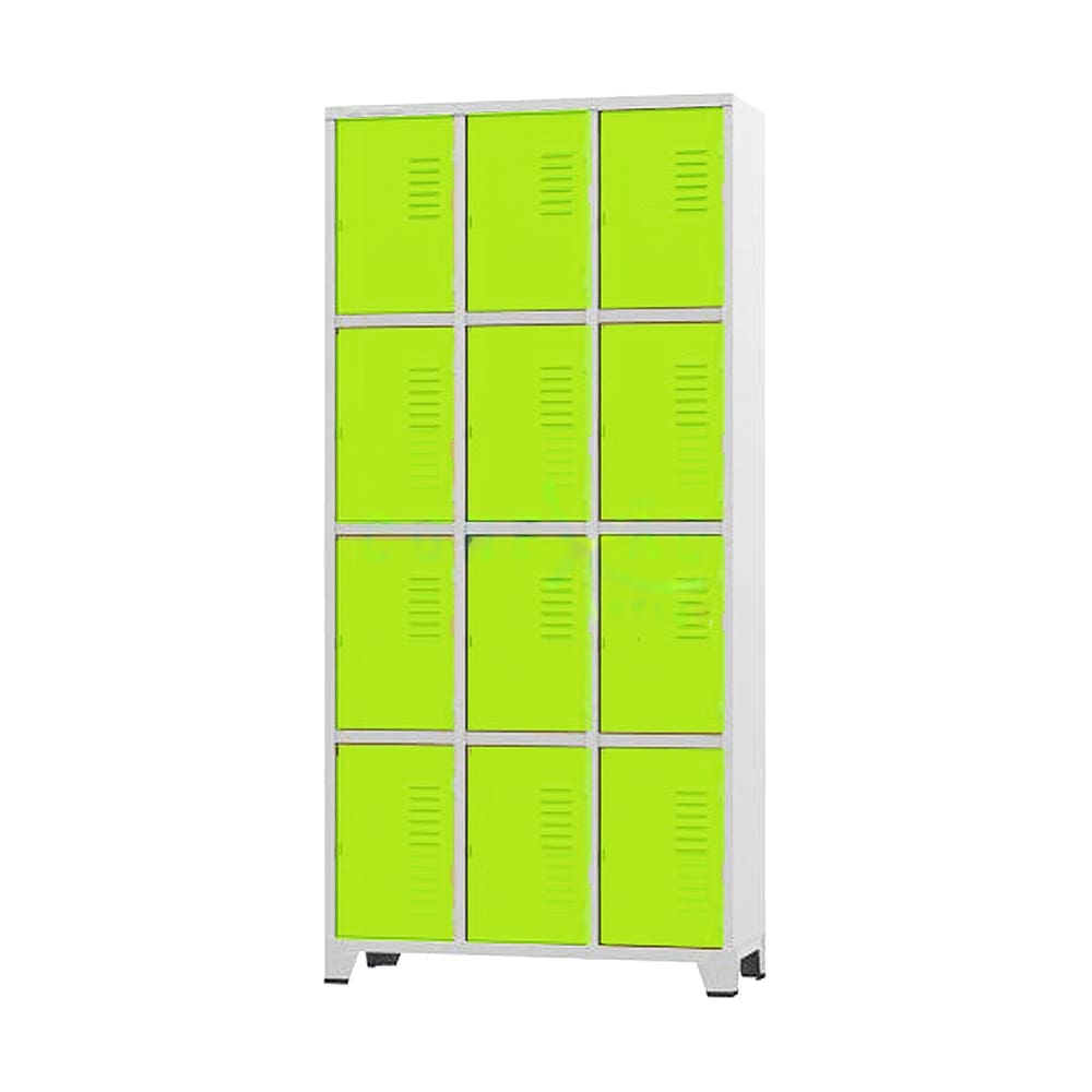 Armário Roupeiro De Aço Para Vestiário 12 Portas Locker Verde com Chave