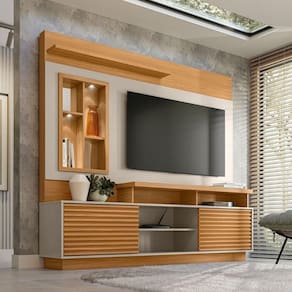 Estante Home Para Tv Até 60 Polegadas Com Led Eldorado Linea Nature/off White