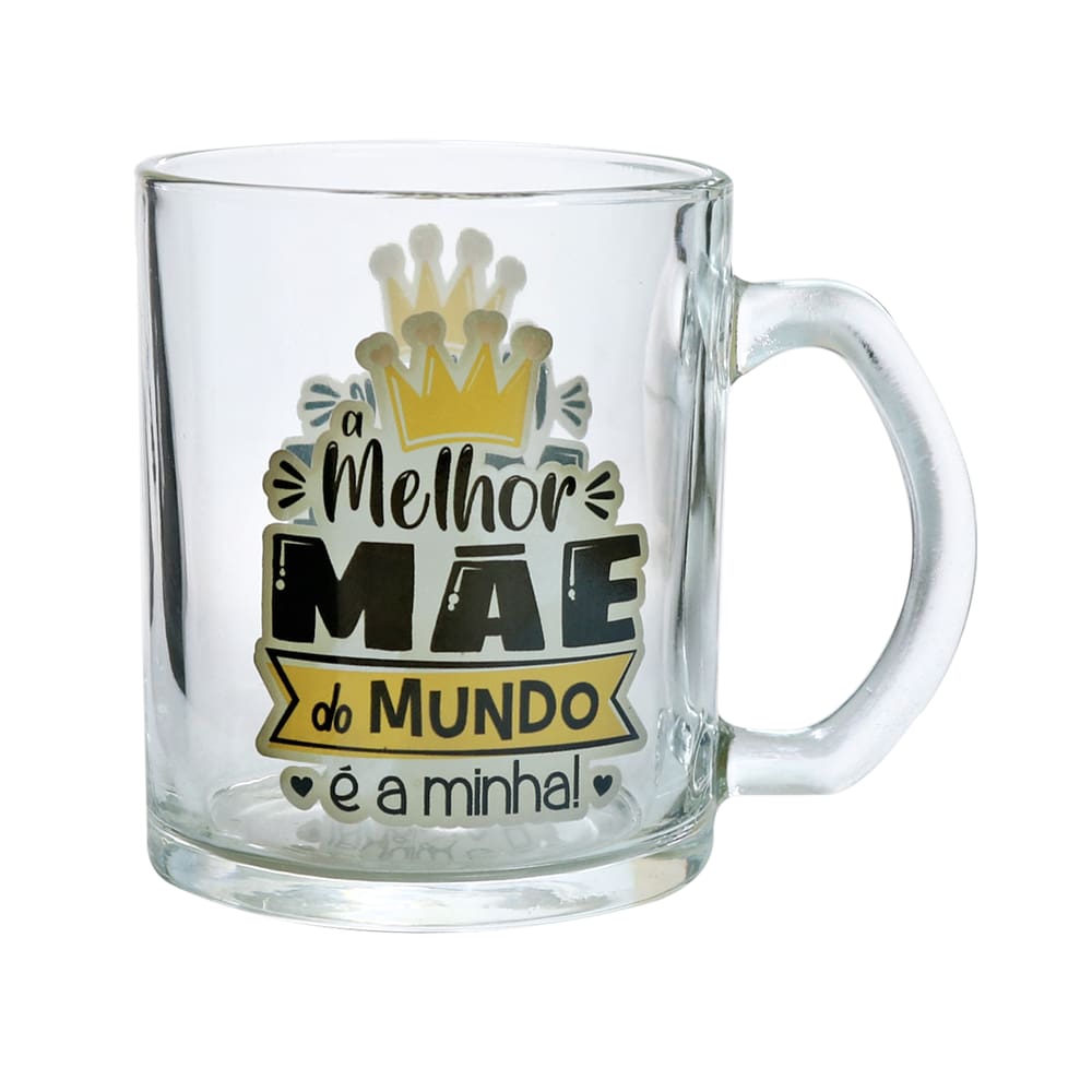 Caneca De Vidro Com Frases Mãe Com Caixa