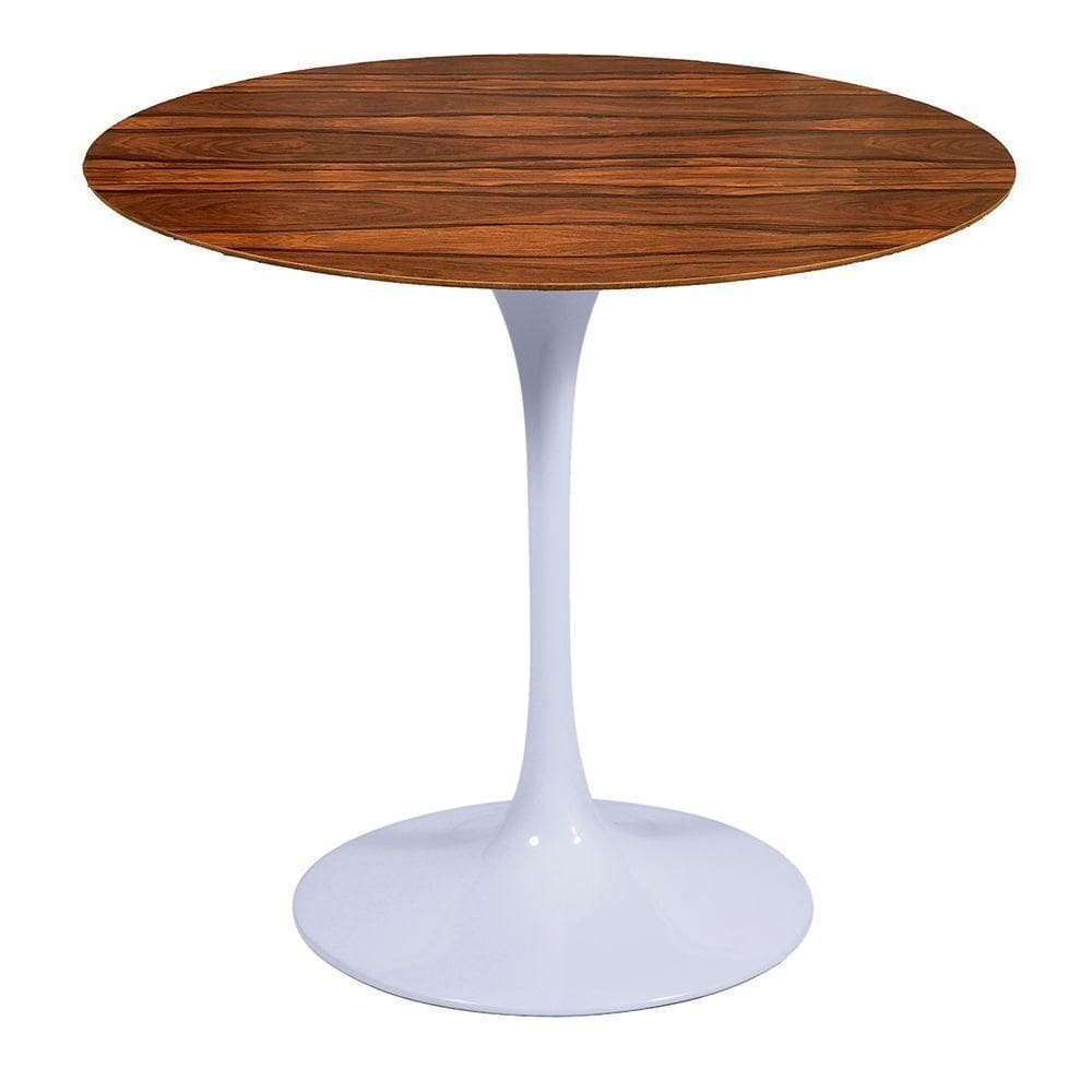 Mesa Saarinen Redonda Pau Ferro 100cm - Base Branca