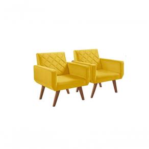 Kit 2 Poltronas 1 Lugar Braço Anabelle Unidecor Amarelo