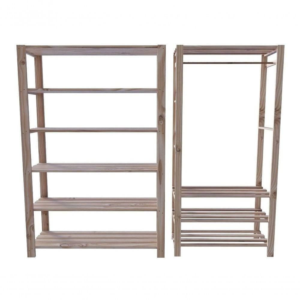 Arara Nova Reforçada E Estante Design Minimalista Conjunto Exclusivo
