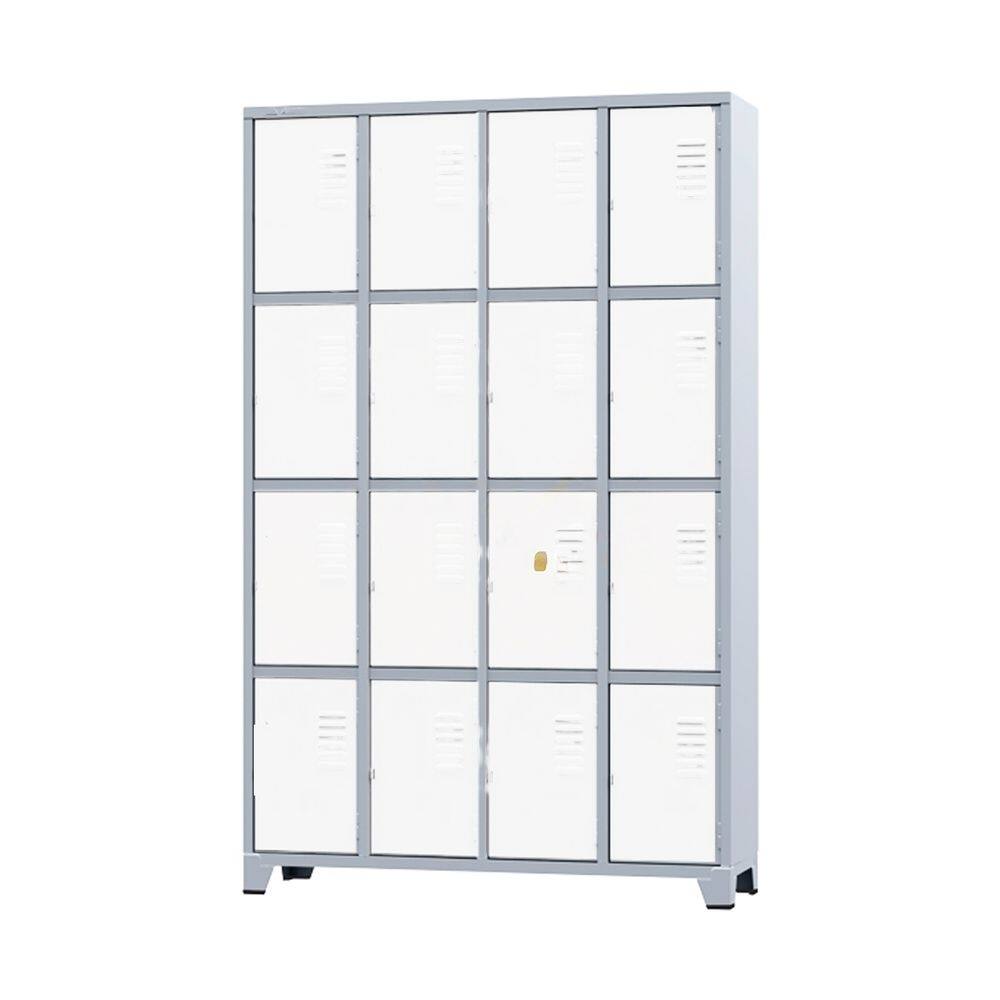 Armário Roupeiro De Aço Para Vestiário 16 Portas Locker Branco com Chave