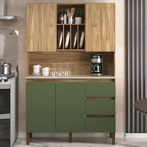 Armário De Cozinha 4 Portas 3 Gavetas Ac4430 Carvalho Oak Arbo Petra Decibal Carvalho