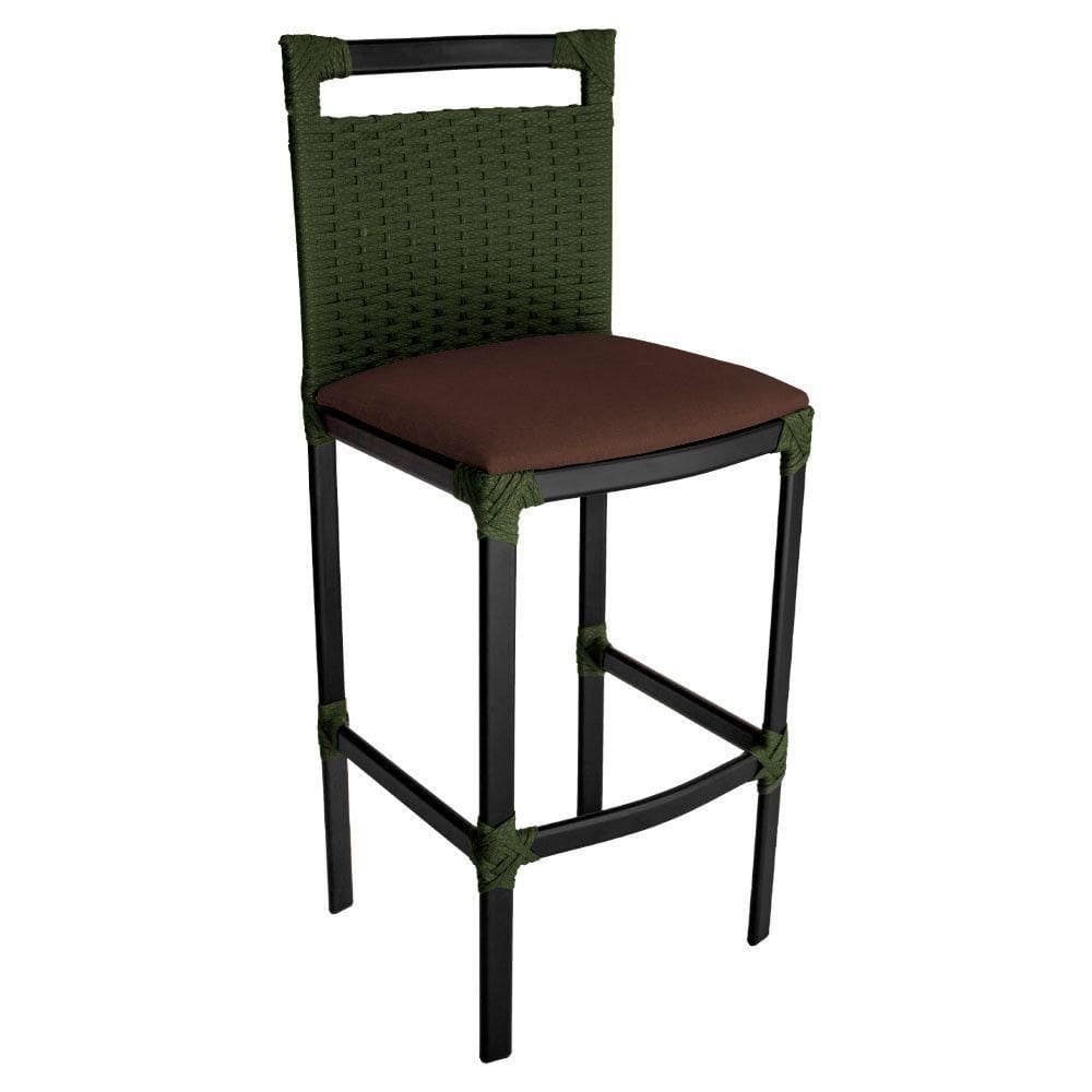 Banqueta Alta Vigor Em Alumínio E Corda Náutica Verde Verde Com Marrom