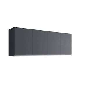Armário Aéreo Andréia Para Cozinha Com 4 Portas 150 Cm Cinza Fosco