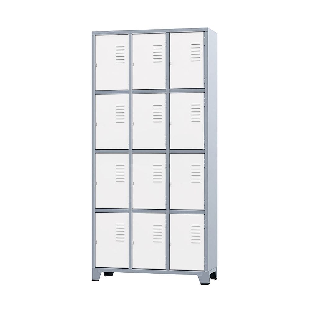 Armário Roupeiro De Aço Para Vestiário 12 Portas Locker Branco com Chave