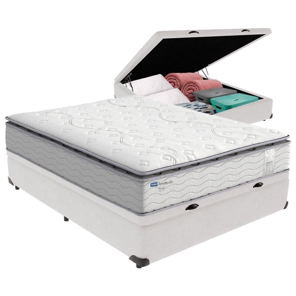 Cama Box Baú Casal E Colchão Molas Ensacadas Amsterdã Probel