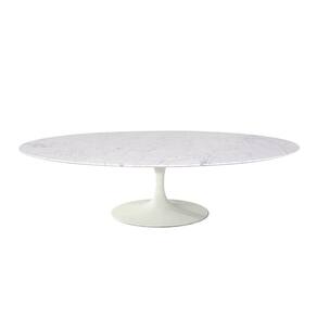 Mesa De Centro Saarinen 46cm Oval Carrara 135x90cm - Base Branca