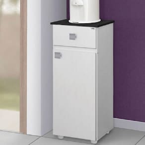 Balcão Multiuso Para Bebedouro 1 Porta 1 Gaveta Karol Branco Com Preto - Ajl Móveis