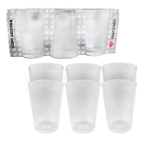 Kit 6 Copos de Vidro Resistente 200ml Arizona Transparente