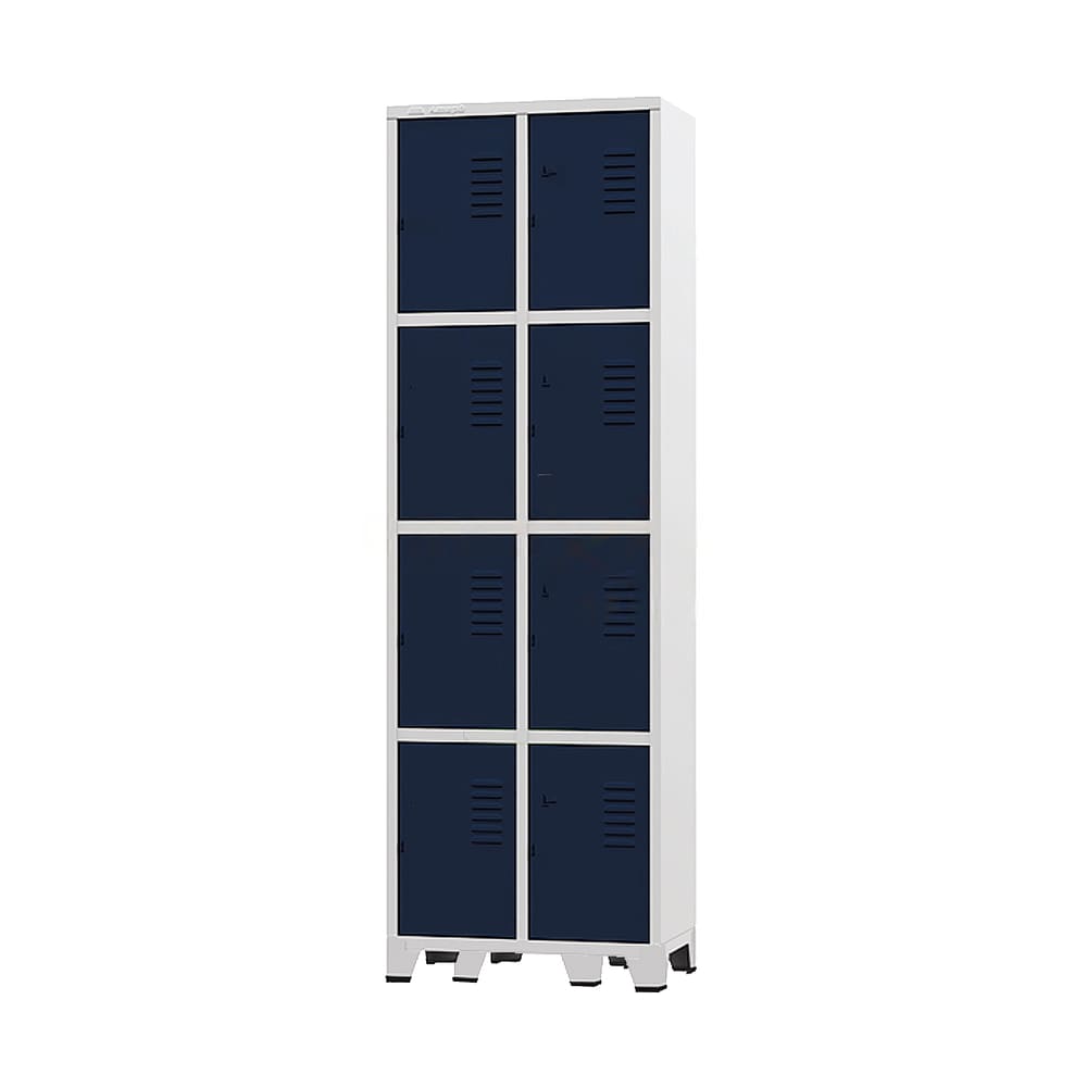 Armário Roupeiro De Aço Para Vestiário 8 Portas Azul Marinho com Chave