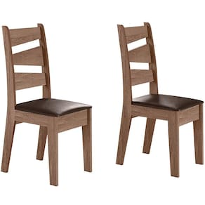 Conjunto Com 02 Cadeiras De Jantar Itália Amêndoa 61C