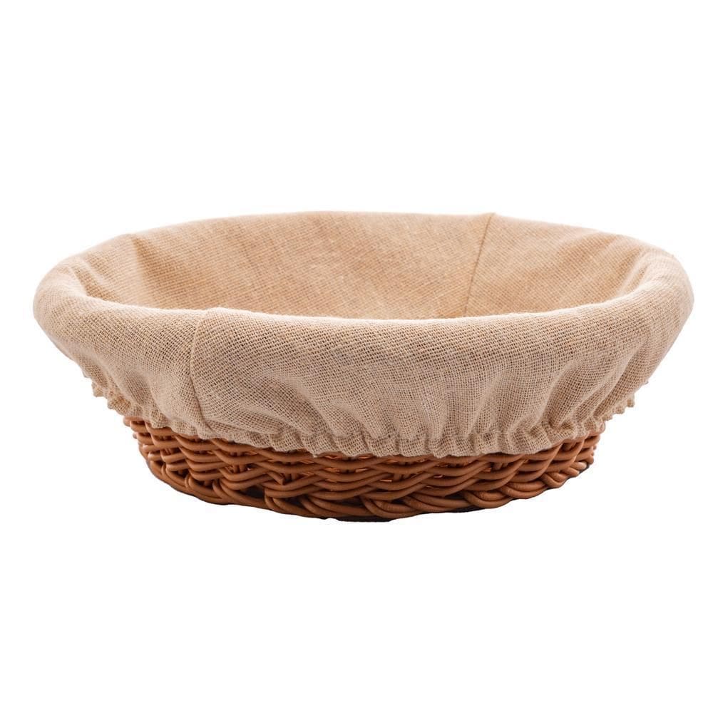 Cesta Redonda de Plástico com Forro em Tecido 21cm