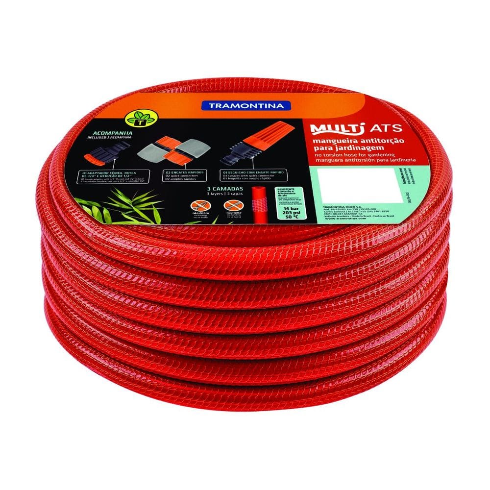 Mangueira Antitorção 1/2" Tramontina em PVC 3 Camadas 25m