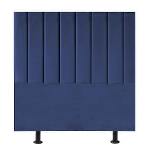 Cabeceira Estofada Cama Box Casal 140 Cm Mavie Veludo azul Marinho