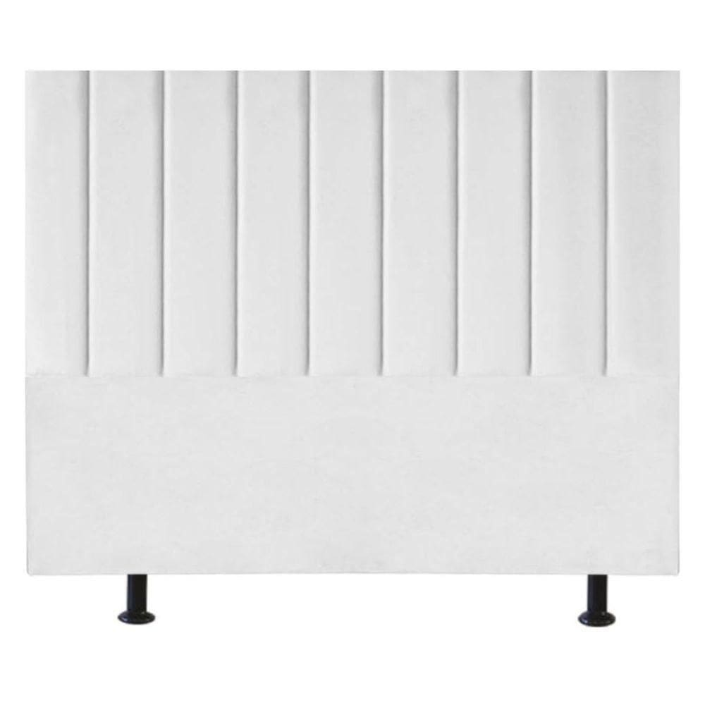 Cabeceira Estofada Cama Box King 195 Cm Mavie Suede Branco