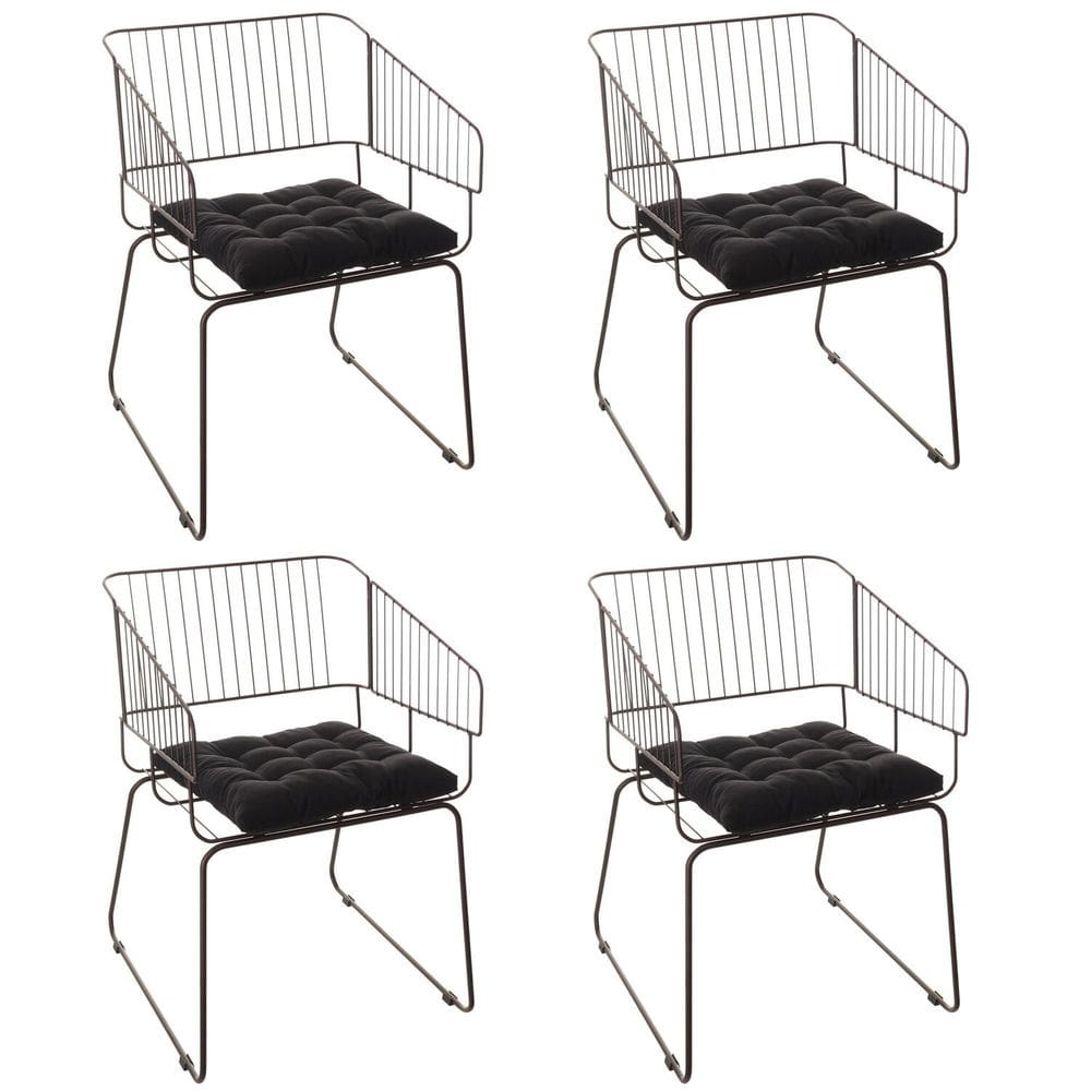 Conjunto com 4 Cadeiras para Sala de Estar Texas Aço Corten/Preto
