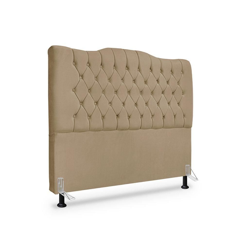 Cabeceira De Cama Box Casal 140cm Dunas - Veludo Bege Escuro