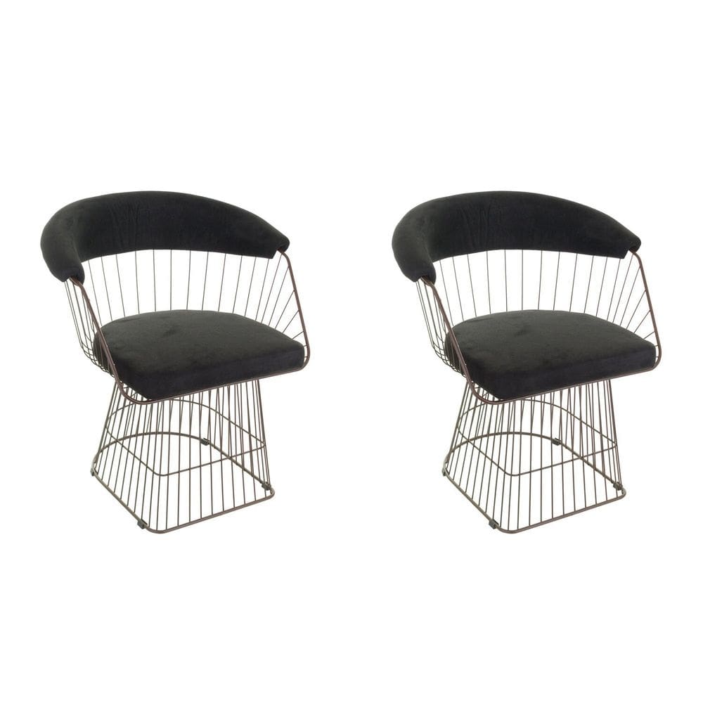 Conjunto com 2 Cadeiras para Sala de Estar Wp Aço Corten/Preto