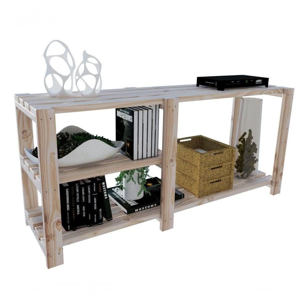 Armário Moderno Para Sala Simples Madeira Natural Objetos E Aparador Minimalista Suporta Até 80kg